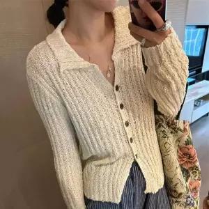 [하프클럽/]여자 카라 클래식 출근룩 스웨터 가디건