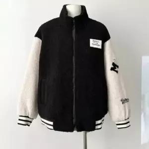 [옷은날개] 여성 하이넥 뽀글이 점퍼 후리스 자켓 패치 아우터