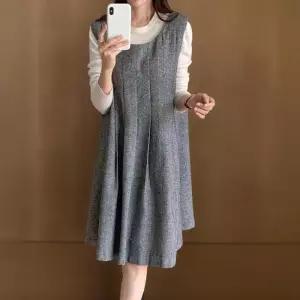 [신상오픈런]여성 연말 파티룩 헤링본 플리츠 빅사이즈 민소매 드레스 (44091860)