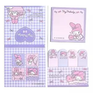 점착식메모지 캐릭터 문구 보라색 체크 접이식 메모패드 인덱스 세트