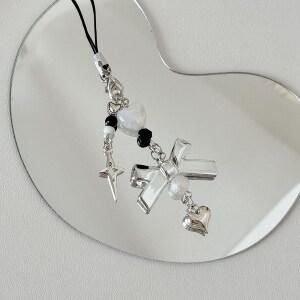 리본 비즈 키링 하리보 하트 실버 핑크 젤리곰 핸드폰줄 폰꾸 백꾸 에어팟 차키링 y2k