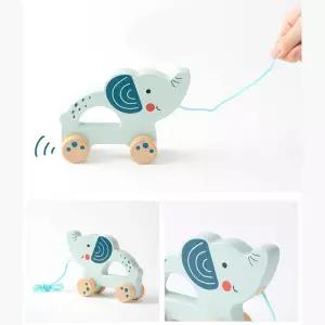 18개월 아기 귀여운 원목 코끼리 자동차 끈장난감 걸음마보조 풀어롱