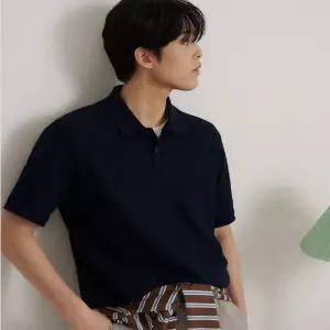 [백화점 정품] 빈폴 멘 레이어드넥 텍스처 반소매 티셔츠 - 네이비 (BC6342C36R)