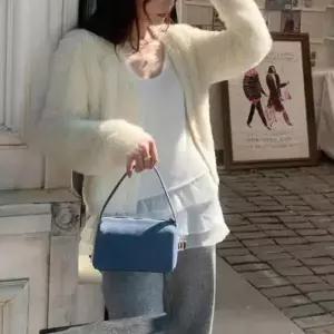 [하프클럽/]여성용 따뜻한 앙고라 레이어드 겨울 베스트