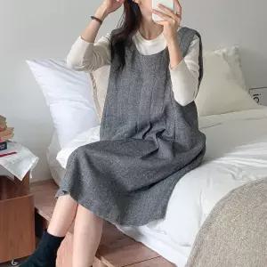 [신상오픈런]여성용 연말 패션 헤링본 빅사이즈 민소매 드레스 (44091861)