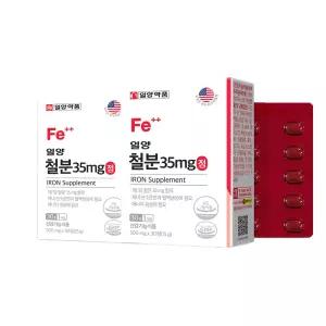 일양약품 철분 35 mg정 500mg 30정2개 - 비헴철 철분제 푸르마르산제일철