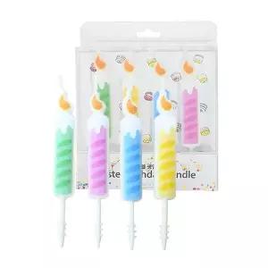해피파티 생일파티용품 케이크초 파스텔 생일초 (4개입) 파티초