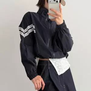 [하프클럽/]여성 레이스 크롭형 스트링 바람막이 스포츠 점퍼