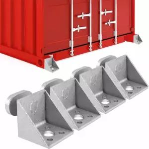 4팩 업그레이드된 배송 컨테이너 접지 앵커 핫 딥 아연 도금 강철 측면 트위스트 잠금 도어 하향 브래킷