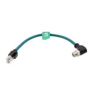 코그넥스 바우머 카메라 센서 스위처 라우터 PLC 30cm용 이더넷 직각 M12 8핀 X-코딩 RJ45 CAT-7e GigE