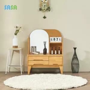 사사가구 플립 800 고무나무 원목 서랍형 좌식화장대(거울포함)