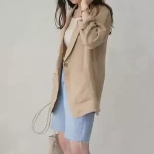 [옷은날개] 린넨 원버튼 자켓 여름 가을 간절기 데일리 기본핏 여성 재킷