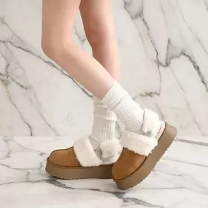 [하프클럽/]여성용 따뜻한 퍼 기모 슬리퍼 탈부착 가능