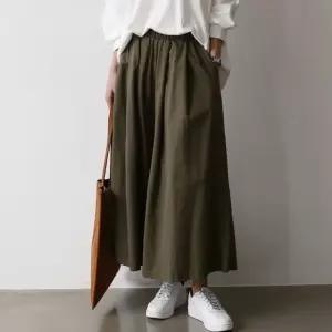 여성 봄 가을 코튼 핀턱 주름 밴딩 와이드팬츠 치마바지 면바지 PN0725S
