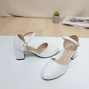 [옷자락]여성 라운드토 앵클 스트랩 블록힐 메리제인 슈즈