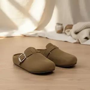[옷자락]여성 스웨이드 버클 뮬 슬립온 데일리 편안 슈즈
