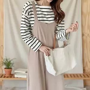 [옷자락]여성 와이드 루즈핏 민소매 점프수트 폴리스판