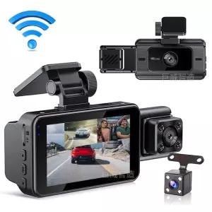 고화질 트리플 렌즈 블랙박스 전방 후방 실내 녹화 WiFi 스마트폰 연동 차량용 카메라
