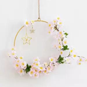 플라워트리 벚꽃 조화 리스 별 메탈링 27x28cm 봄 꽃 장식 소품