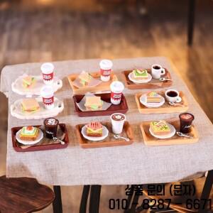 2set 1/6 스케일 소형 집 Sumilation 미니 밀크 티 케이크 14세 이상를위한 접시 포함 놀이 장난감 척
