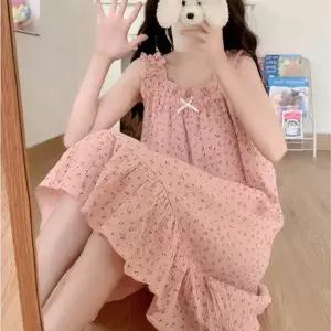 체리 민소매 레이스 귀여운 롱원피스 원피스 잠옷