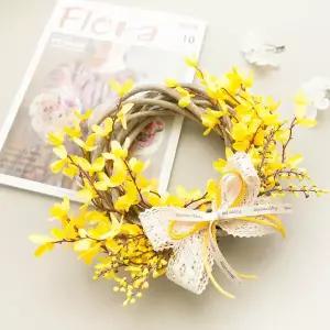 [아트박스]/플라워트리 개나리 조화 리스 퍼쉬 22cm 인테리어 봄 장식 소품