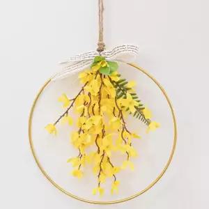 [아트박스]/플라워트리 개나리 조화 리스 봄 메탈 25cm 인테리어 장식 소품