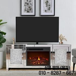 LED 조명이 포함된 거울형 벽난로 TV 스탠드 현대식 엔터테인먼트 센터