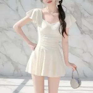 CCW251여성 하트넥 셔링 프릴 스커트 팔뚝 허벅지 수영복 원피스