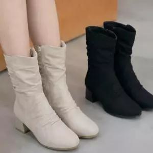/옷자락 여자 앵클부츠 숏부츠 블록힐 부츠