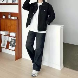 JMM 2070-1 남자핏보장 와이드 흑청 데님 청바지