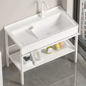 세라믹 세탁 싱크대 (오른쪽 빨래판 포함), 간이 야외 세면대, 발코니용 대