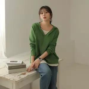 [66-100] 트오 레이어드 후드 니트 티