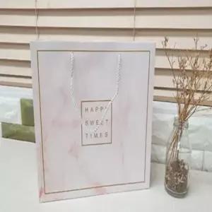 [문구/오피스] 대리석 디자인 쇼핑백 핑크 대형 핸들 종이백