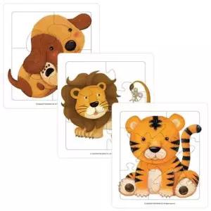 5 6 7조각 판퍼즐 - 호랑이 사자 강아지  3종