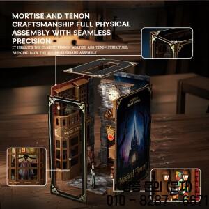 DIY 목재 마법 책장 삽입 키트 미니어처 모델 가구 포함 북엔드 생일 선물용