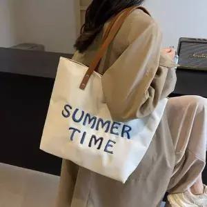 [콩심팥심]비치 레터링 여름 캔버스 가방 숄더백