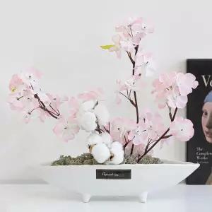 아트박스/플라워트리 벚꽃 조화 센터피스 가드닝 수반 set 31cm 장식 소품