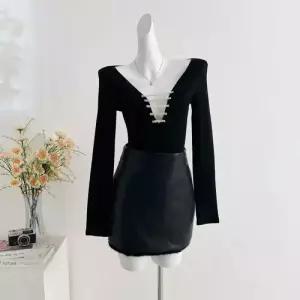 스커트 봄 펀칭 톱 긴팔 여자정장세트 바람 힙업 세트 ible1