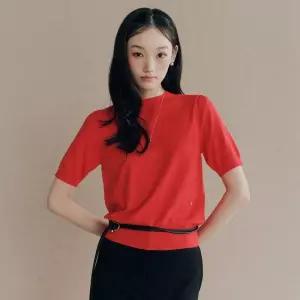 백화점 로엠 올데이니트 반하이넥 반팔 스웨터 RMKAF4TR03