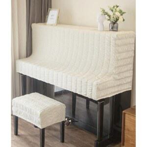 스트레치 니트 피아노 커버 방진 방오 럭셔리 크림 화이트 보호 시트