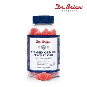 비타민C 앤 비타민D 3000 꾸미 100구미 복숭아맛 온가족용 어린이 키즈 츄어블 젤리형 맛있게 씹어먹는 간편섭취 알약못드시는분