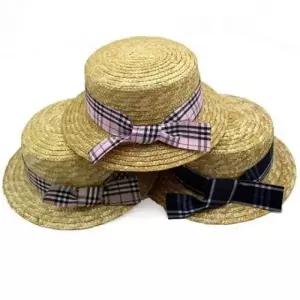 봄 체크리본 밀짚모자 아동 가을 준캡 귀여운모자 어린이 여름 유아 자외선차단