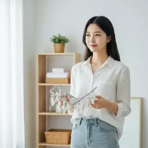 (색상 화이트(집게포함))휴대용 접이식 건조대 12핀 속옷 양말 걸이 여행가방 수납 정리함