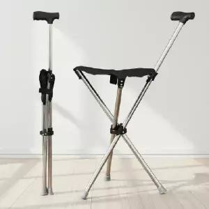 ( )접이식 보행 보조 의자 휴대용 노인 지팡이 스테인리스 간이