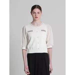 [아날도바시니]큐빅비죠배색 물결 7부 니트블라우스 택가격 98000원 _P418587286