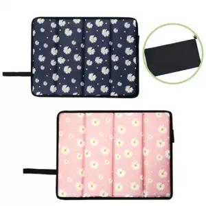 휴대용 접이식 미니 방석 매트 데이지 네이비 핑크 전용파우치 증정