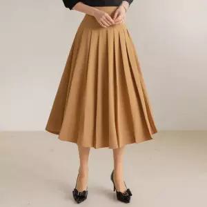 [시크라인] (~XXL까지) 안델리 옆지퍼 핀턱 플리츠 롱 스커트 봄 가을 하객룩 오피스룩 모임룩 격식룩 빅사이즈