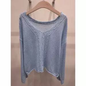 [하프클럽/샵앤]여성 V넥 가운데 꽈배기 루즈핏 긴팔 니트 티셔츠 21DS-WKN-5182