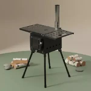 ( )캠핑용 폴딩 화목난로 연통 포함 휴대용 장작 난로 스토브